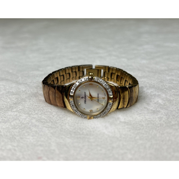 Vintage Peugeot Gold Diamond And Mother Of Pearl Classic Round Women\'s Watch FS main image 11